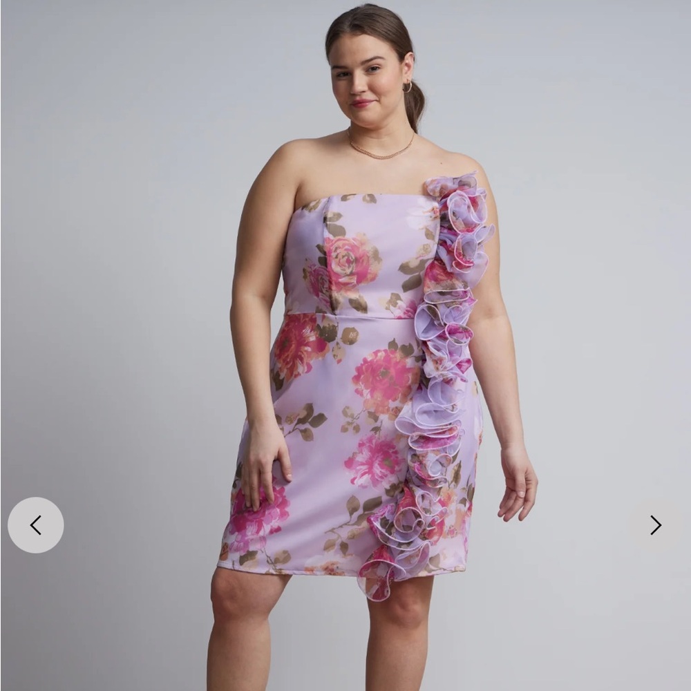 New York and Company Lilac Floral strapless dress